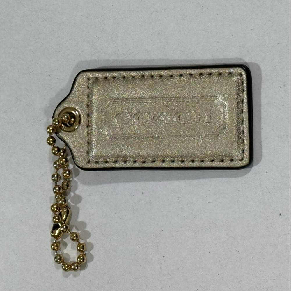 Coach Gold Key Fob Hang Tag Handbag Purse Charm Replacement 2.75” Rare w Chain